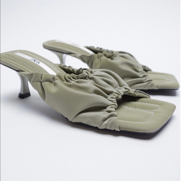 ZARA RUCHED HEELED SANDALS - Picture 2 of 9